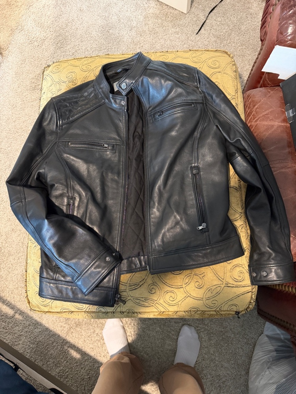 Men's Black Leather Biker Jacket - Classic Style